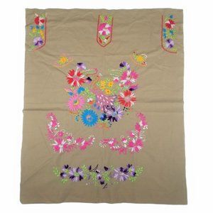 Embroidered Peacock Mexican Handmade Tapestry Pillow Top Fabric Colorful Floral